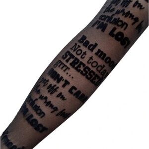 Black Text Print Sheer Sleeve